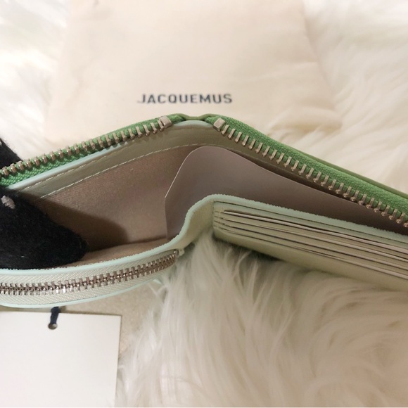 🌸New Authentic Jacquemus Green Leather Le Le Carre Rond Wallet - Picture 12 of 14